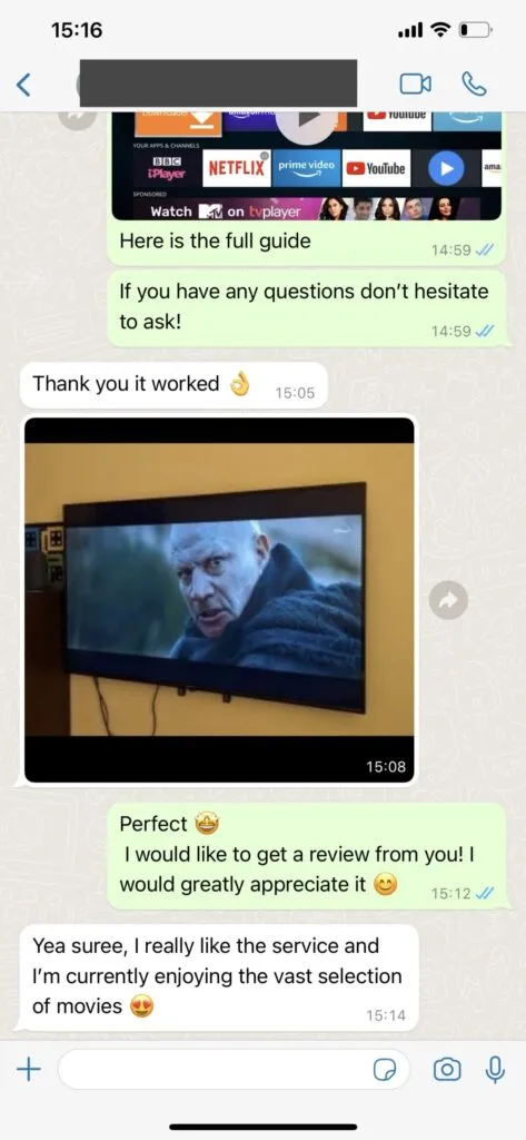 WhatsApp support chat screenshot 1 for Newdytv IPTV