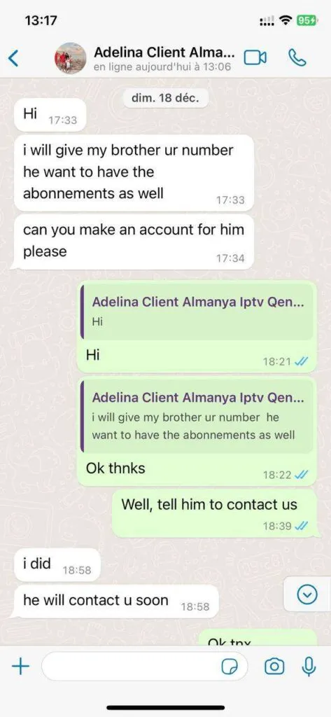 WhatsApp trial confirmation screenshot 5 for Newdytv IPTV